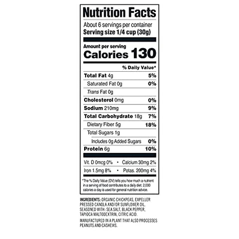 Saffron Road Organic Crunchy Chickpea SnacksGluten NonGMO Halal Kosher Vegan (Sea Salt and Cracked Pepper 6 oz (4 Pack))