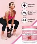 Flat Tummy Pre Workout Powder For Women " Energy Endurance And Muscle Support With 3G Creatine 1.6G Betaalanine Electrolytes " Watermelon Flavor " 30 Servings