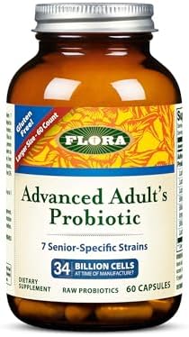 Flora Advanced Adult'S Blend Probiotic Seven Seniorspecific Strains Gluten Raw Probiotic With 34 Billion Cells 30 Capsules