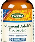 Flora Advanced Adult'S Blend Probiotic Seven Seniorspecific Strains Gluten Raw Probiotic With 34 Billion Cells 60 Capsules