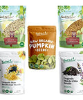 Food to Live Organic Omega-3 Seeds in a Gift Box - A Variety Pack of Sunflower, Pumpkin, Chia, Golden Flax, and Hemp Seeds