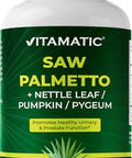 Vitamatic Saw Palmetto Extract for Men and Women 180 Veg Capsules Made with Pumpkin Seed Pygeum Nettle Leaf Made in The USA Promotes Healthy Prostate Function