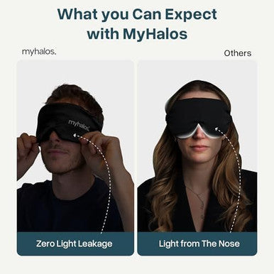 Myhalos 3D Mulberry Silk Sleep Mask For Women & Men With Cups Blackout - Silk Eye Masks For Sleep Anywhere Travel Night Face Side - Eye Cover Sleeping Mask Eyemask Sleepmask Black