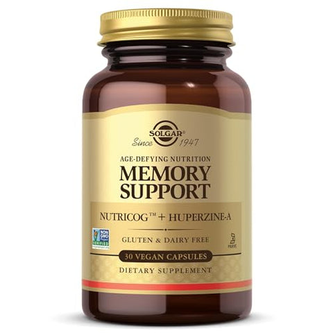 Solgar Memory Support Brain Dietary Supplement For Memory And Focus Clinically Studied Nutricog Vitamin D & Huperzine-A Nootropic Brain Health Supplement Healthy Aging Support 30 Servings