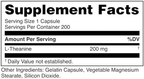 Bucked Up L-Theanine 200Mg Capsules Gluten- Non-Gmo Third-Party Tested Premium Theanine Amino Acid Supplement For Daily Support - 200 Servings (200 Capsules)