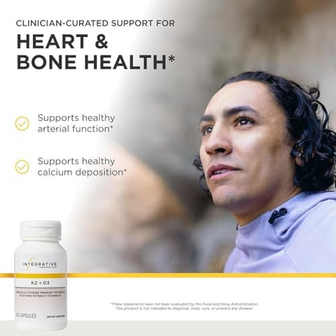 Integrative Therapeutics K2 + D3 Supplement for Heart Health and Bone Strength* Daily Vitamins for Calcium Absorption Supports Vitality GlutenFree ThirdParty Tested 60 Count (60 Servings)