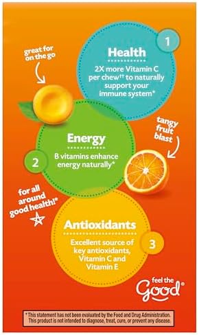 EmergenC Chewable Vitamin C 1000Mg With B Vitamins And Antioxidants Tablet (40 Count Orange Blast Flavor) Dietary Supplement