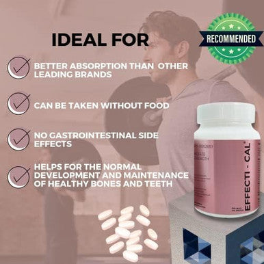 Effectical For Bone & Immune Health, Joint Support With High Absorption Calcium, Magnesium & Zinc Tablets With Vitamin D3, Ideal For Women, Men And Children - 60 Calcium Supplement Tablets