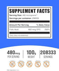 Bulksupplements.Com Folic Acid Powder - Vitamin B9, Folic Acid Supplement - Folic Acid Prenatal Vitamins, Folic Acid 800 Mcg - Gluten Free, 480Mcg Per Serving, 100G (3.5 Oz) (Pack Of 1)