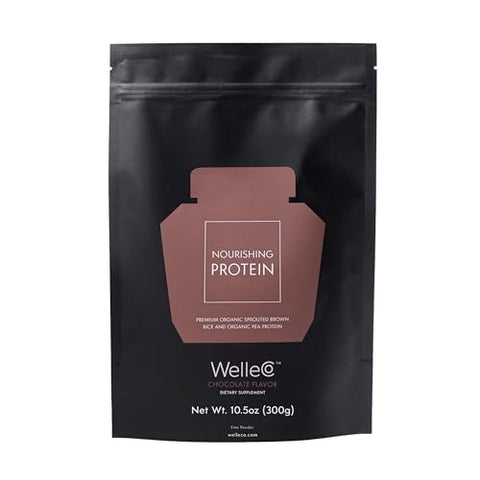Welleco Plantbased Chocolate Protein Powder Organic Brown Rice & Pea Blend 16G Protein Per Serving Dairy Supplement For Energy Recovery & Daily Nutrition 35.2 Oz