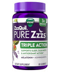 Zzzquil Pure Zzzs Triple Action Melatonin Gummies Melatonin 6Mg 3X Melatonin Sleep Aid With Ashwagandha Calm Mood Antioxidant Action Sleep Aids For Adults 60 Sleep Gummies