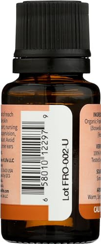 Garden Of Life Essential Oil Frankincense 0.5 Fl Oz (15 Ml) 100 Usda Organic & Pure Clean Undiluted & Non-Gmo - For Diffuser Aromatherapy Meditation Skincare - Calming Uplifting Soothing
