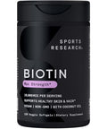 Sports Research Triple Strength Omega 3 Fish Oil 1250Mg From Wild Alaska Pollock - Burpless Fish Oil Supplement With Omega3S Epa & Dha And Vegan Biotin 10000Mcg Coconut Oil Max Strength B7 Vitamin