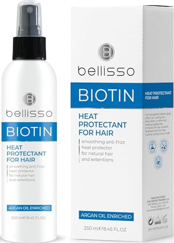 Bellisso Biotin Heat Protectant Spray For Hair With Moroccan Argan Oil And Biotin Shampoo
