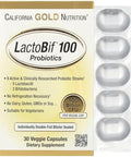 California Gold Nutrition Lactobif Probiotics 100 Bllion Cfu 8 Active & Clinically Researched Probiotic Strains Sugar Vegetarian Individually Doublefoil Blister Sealed 30 Veggie Capsules