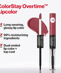 Revlon Liquid Lipstick With Clear Lip Gloss Colorstay Overtime Lipcolor Dual Ended With Vitamin E 480 Unending Red 0.07 Fl Oz