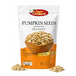 ROASTED PUMPKIN SEEDS to Eat in Shell by Premium Orchards MIXED NUTS - Salted with Sea Salt - Non-GMO Vegan Fresh Healthy Snacks/ - Great source of Plant Protein, Zinc, Magnesium & Iron (Value Pack - 3 Bags)