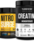 Jacked Factory Nitrosurge Build Pre Workout With Creatine For Muscle Building (30 Servings Blue Raspberry) & Creatine Monohydrate Powder For Muscle Growthincreased Strength (85 Servings Unflavored)