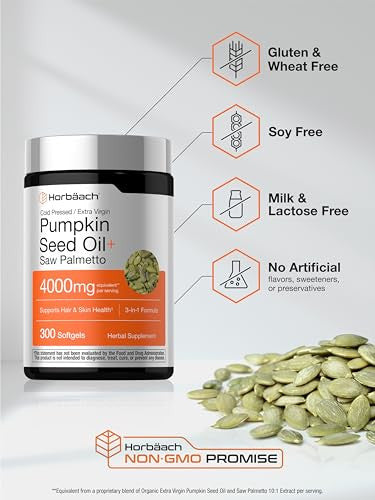 Horbaach Pumpkin Seed Oil With Saw Palmetto 300 Softgel 4000Mg