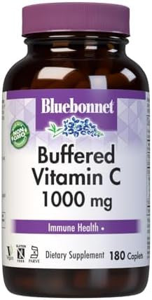 Bluebonnet Nutrition Buffered Vitamin C1000 Mg Caplets Buffered Calcium Ascorbate For Immune Health Soy Gluten Nongmo Kosher Dairy Vegan Caplets White Citrus 180 Count