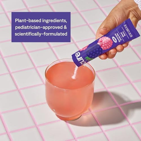 Cure Hydration Family Bundle Plantbased Electrolyte Drink Mix No Added Sugar Coconut Water Fsahsa Nongmo Vegan & Gluten 14Pack Each: Mixed Berry (Kids) & Tropical Punch