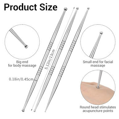Matwsec Acupuncture Pen Stainless Steel Acupressure Pen Reflexology Massage Tool For Body Face 8 Sized Headed Acupuncture Needles Manual Deep Tissue Tool Body Point Probe Pens For Full Body Relaxing 4 Pcs