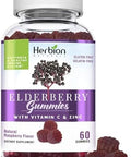 Herbion Elderberry Gummies With Vitamin C & Zinc Healthy Immune System Support Gluten & Gelatin 60 Gummies For Adults & Children 4 Years & Above Made In Usa 60 Count (Pack Of 1)