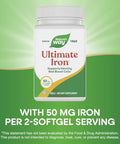 Naturea A' A" S Way Ultimate Iron Healthy Red Blood Cells 50 Mg Per Serving GlutenFree 90 Softgels