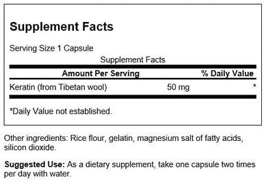 Swanson Keratin (from Tibetan Wool) - Natural Supplement Promoting Healthy Joints Hair Skin & Nails - Helps Nourish Healthy Connective Tissues - (60 Capsules 50mg Each) (2 Pack)