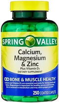 Calcium Magnesium Zinc with Vitamin D3 - Daily Mineral Supplement, 600 mg Calcium, 250 Caplets + STS Sticker