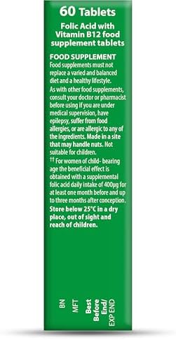 Vitabiotics Ultra Folic Acid 400ug with Vitamin B12. 60 Tablets