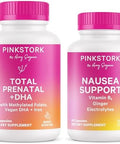 Pink Stork First Trimester Essentials Supplement Bundle Total Prenatal Vitamin + Dha And B6 Ginger Electrolyte Capsule For Morning Sickness Pregnancy Must Have