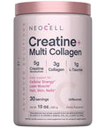 Neocell Creatine Monohydrate Powder 10 Oz With Multi Collagen Peptides Hair Skin & Nails Supplement Unflavored For Women And Men