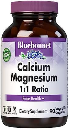 Bluebonnet Calcium Magnesium 1:1 Ratio Vegetarian Capsules 90 Count