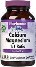 Bluebonnet Calcium Magnesium 1:1 Ratio Vegetarian Capsules 90 Count