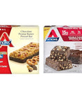 Atkins Chocolate Peanut Butter Pretzel & Double Fudge Brownie Protein Meal Bars High Fiber 16G & 15G Protein 1G Sugar 4G Net Carbs Keto Friendly 5 Count
