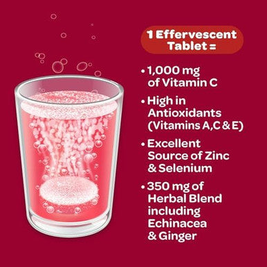 Airborne Very Berry Effervescent Tablets 10 Count 1000Mg Of Vitamin C Immune Support Supplement (Pack Of 4)