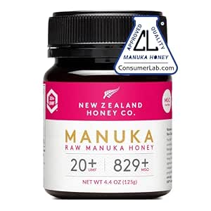 New Zealand Honey Co. Raw Manuka Honey UMF 20+ MGO 829+ - 17.6oz Family Size - Authentic New Zealand Sourced with Natural Enzymes and Pollens - Monofloral UMF Certified for Daily Wellness - 500g