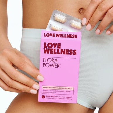 Love Wellness Flora Power | Vaginal Probiotic Suppositories with Vitamin C | Supports pH Balance & Vaginal Health | Fragrance-Free Non-GMO & Paraben-Free | 10 Count