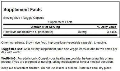 Swanson R 5 P Riboflavin 5 Phosphate Vitamin B2 Supplement Promoting Energy Metabolism and Vision Health Natural Wellness Formula 60 Capsules