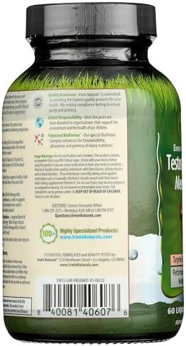 Irwin Naturals Energy '&' Endurance Testosterone Up Men Over 40 60 Sgels