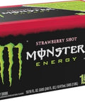 Monster Energy Strawberry Shot, Green, Original, Energy Drink, 16 Ounce (Pack of 15)