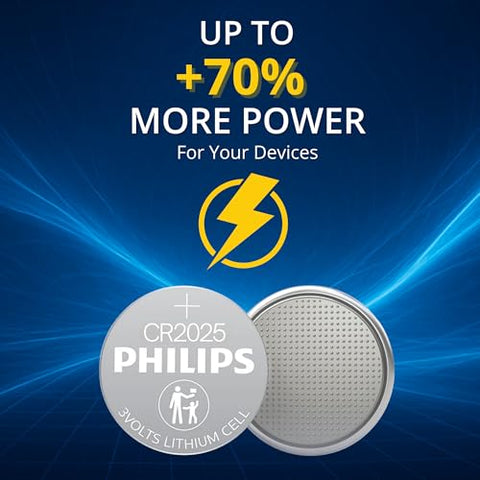Philips Cr2025 Battery 5 Pack Cr 2025 Batteries Up To 70 More Power 10 Year Shelf Life Cr 2025 3V Lithium Coin Battery Best For Car Key Fob Remote Medical Devices Watches