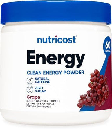 Nutricost Energy Drink Powder (Grape) (60 Servings) Pre Workout Supplement With Natural Flavors Nongmo Gluten