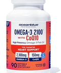 Oceanblue Omega 3 2100 With Coq10 Triple Strength Fish Oil Combo Supplement 1350Mg Epa 650Mg Dha 150Mg Dpa With 150Mg Coq10 Orange Flavor Heart Support 90 Softgels