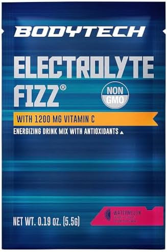 Bodytech Electrolyte Fizz Packets, Watermelon - Supports Energy & Endurance With 1200Mg Of Vitamin C, On The Go Refreshment (30 Packets)