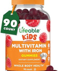 Lifeable Kids Multivitamin With Iron Gummies Great Tasting Vitamins For Kids Vegetarian Nongmo Childrens Multivitamin 90 Gummies