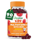 Lifeable Kids Multivitamin with Iron Gummies Great Tasting Vitamins for Kids Vegetarian NonGMO Childrens Multivitamin 90 Gummies