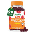 Lifeable Kids Multivitamin with Iron Gummies Great Tasting Vitamins for Kids Vegetarian NonGMO Childrens Multivitamin 90 Gummies