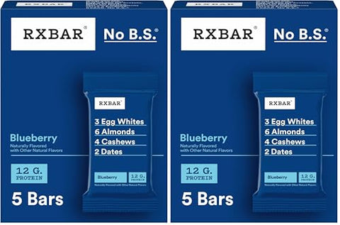 RXBAR Protein Bars, Protein Snack, Snack Bars, Blueberry, 9.1oz Box (5 Bars) (Pack of 2)